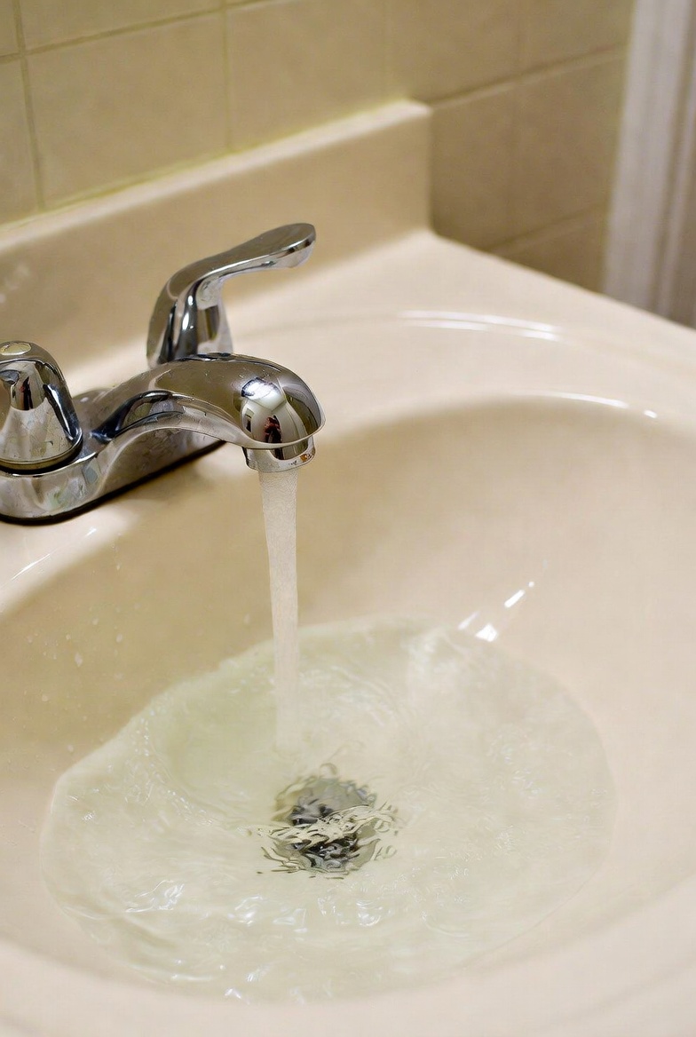 Slow-draining bathroom sink linked to improper trap setup