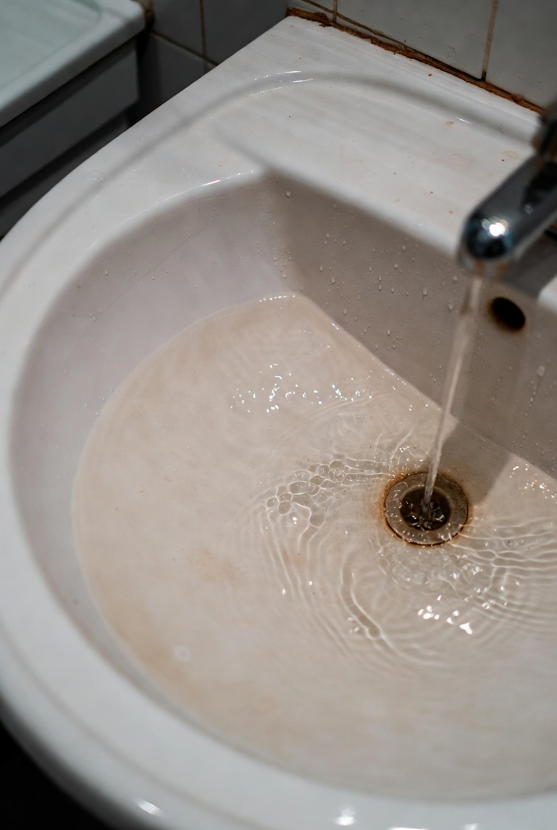 Drain coated with new shampoo residue