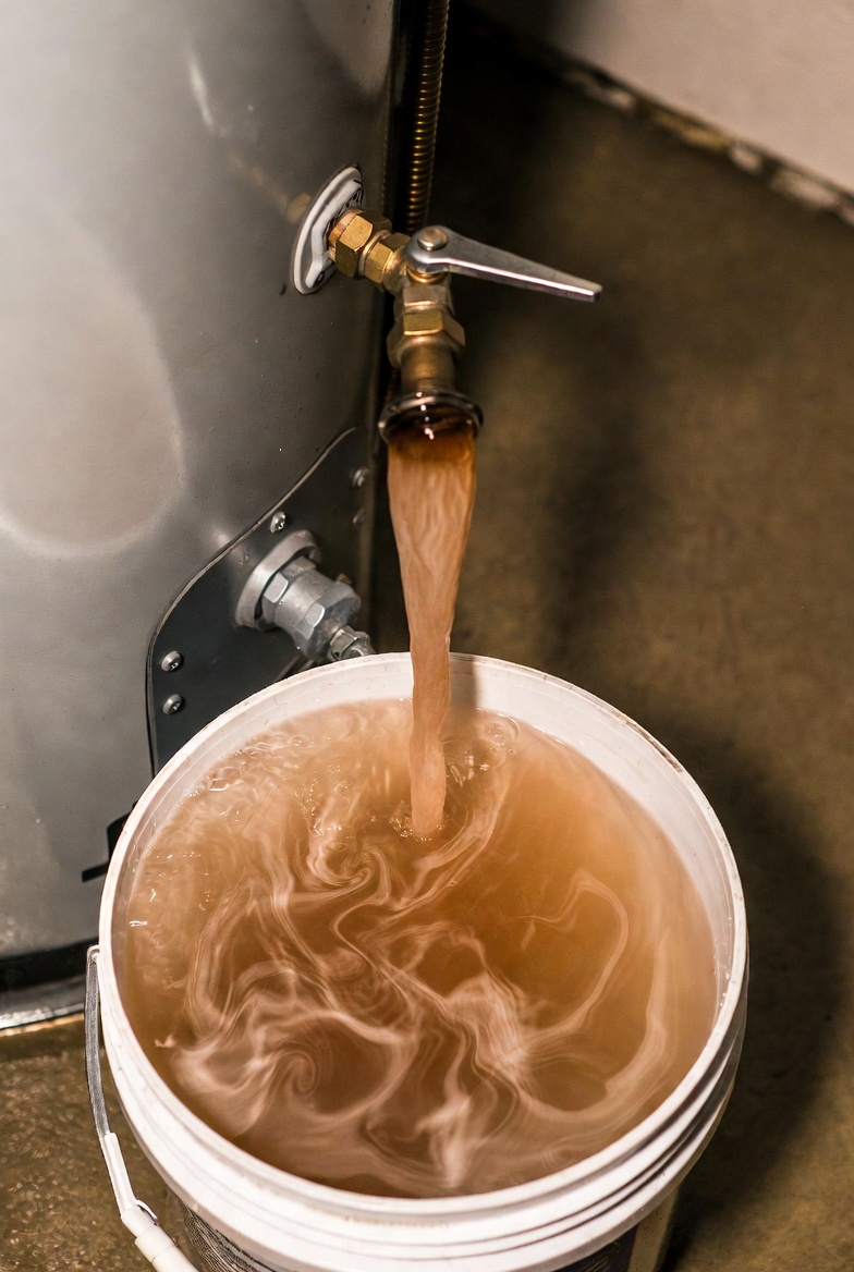 Cloudy hot water after heater refill with metallic odor