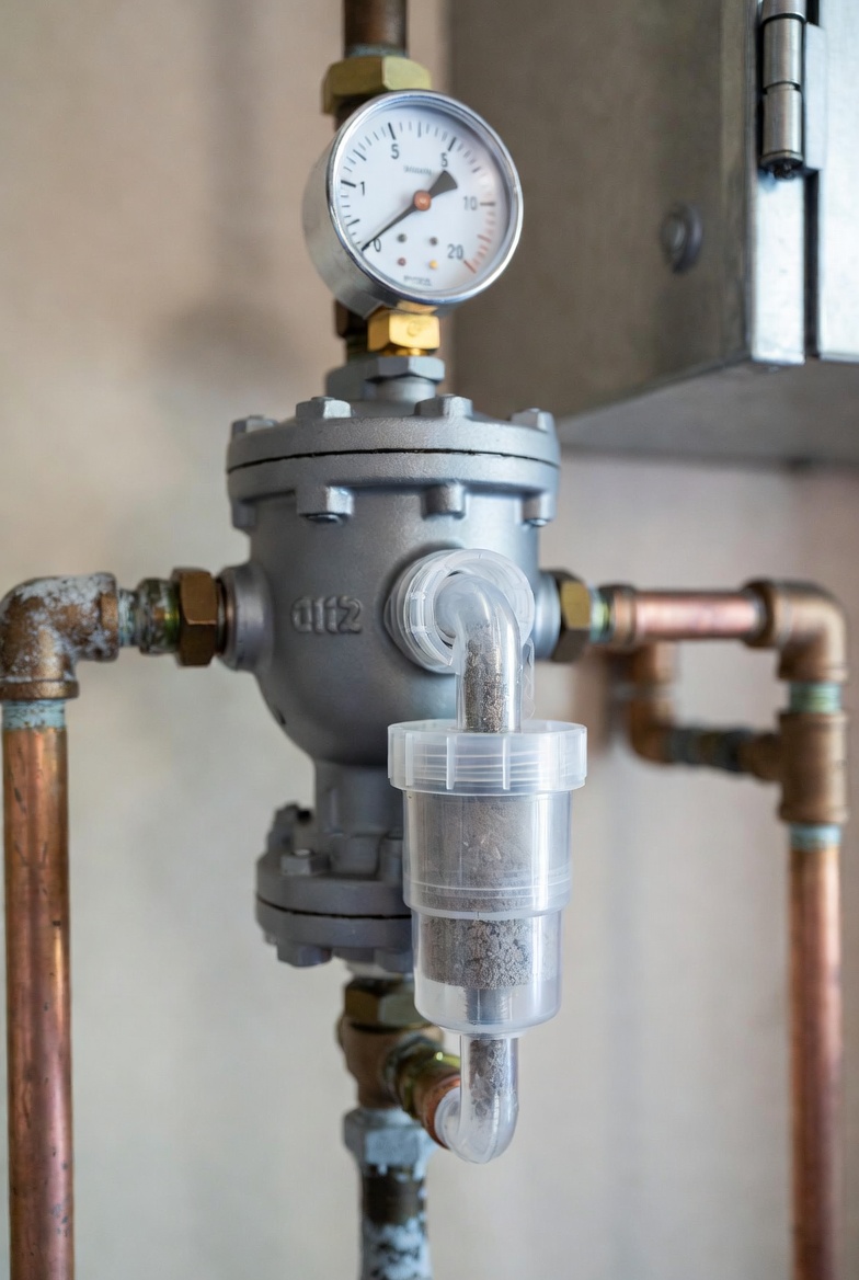 Pressure regulator bypass loop trapping heavily treated water