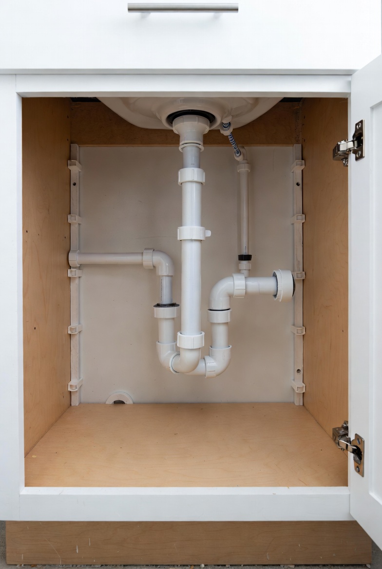 Under-sink area after remodel associated with odor