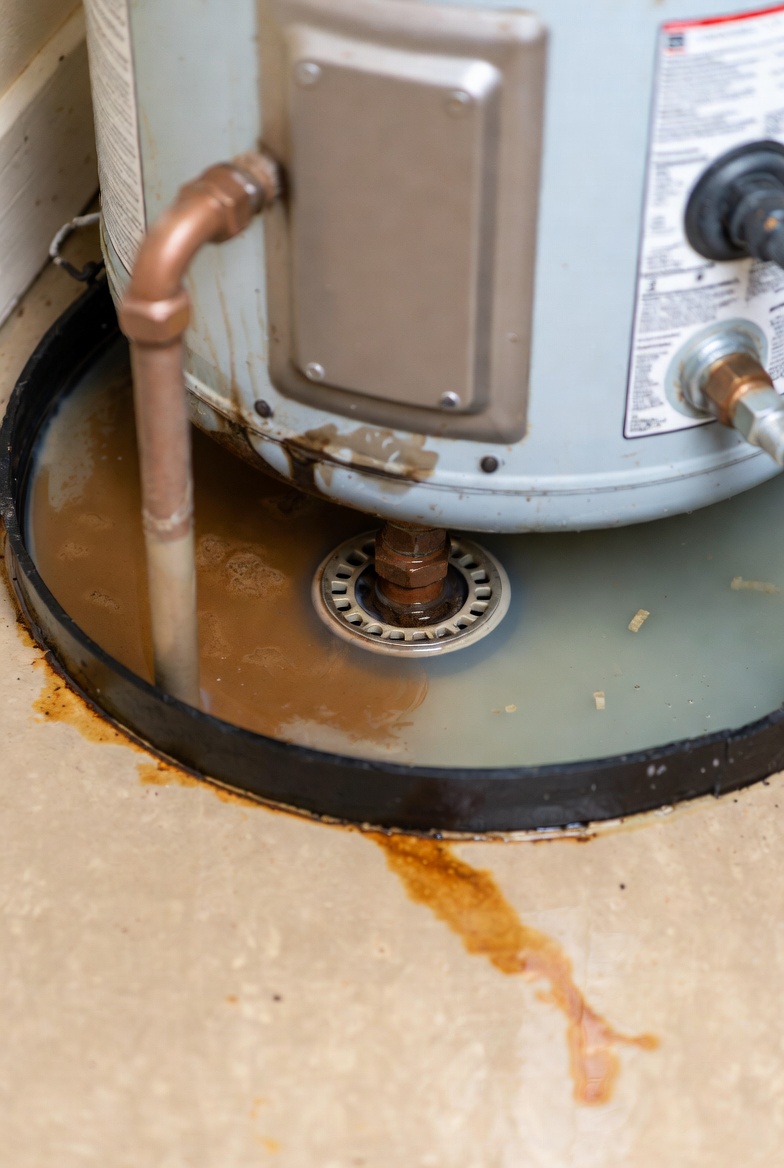 Sediment collected in heater drain pan