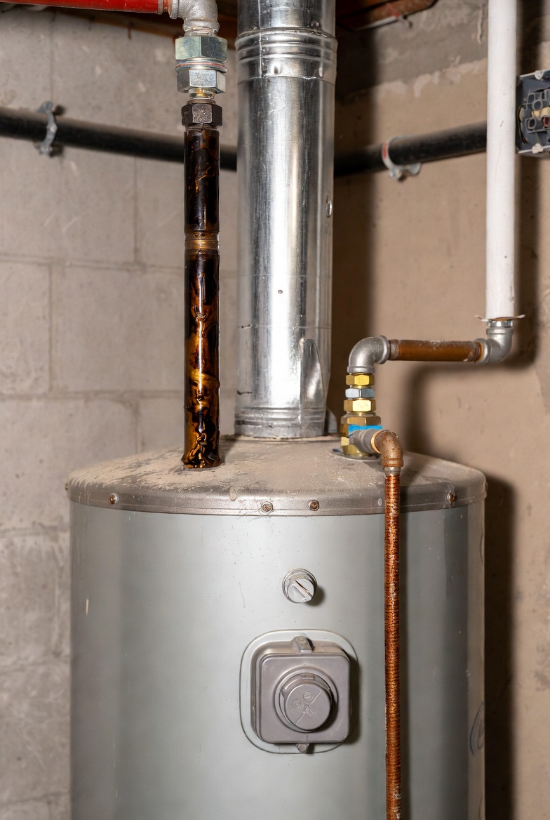 Sudden change in hot water quality at heater outlet