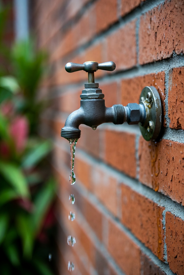 Outdoor spigot with water dripping only during high-flow use