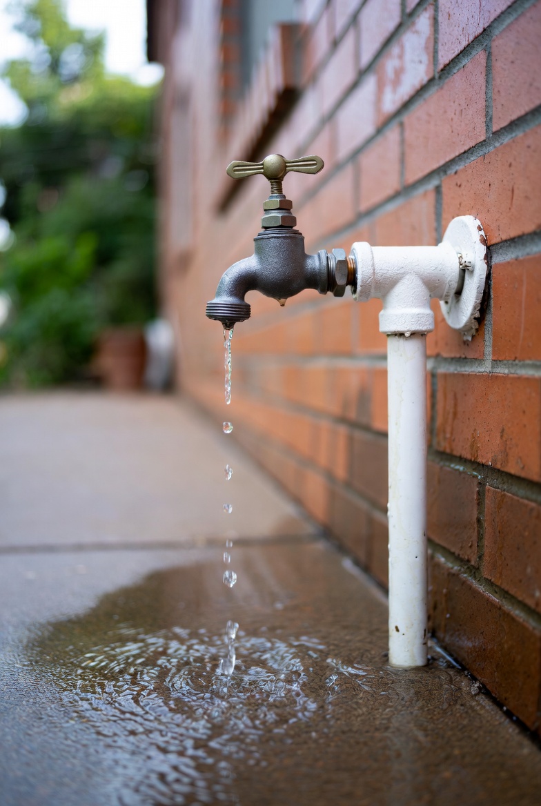 Spigot leaking while sprinkler heads spray in yard