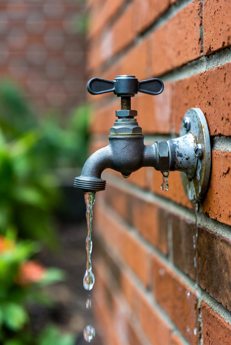 Water spraying behind house siding at spigot location