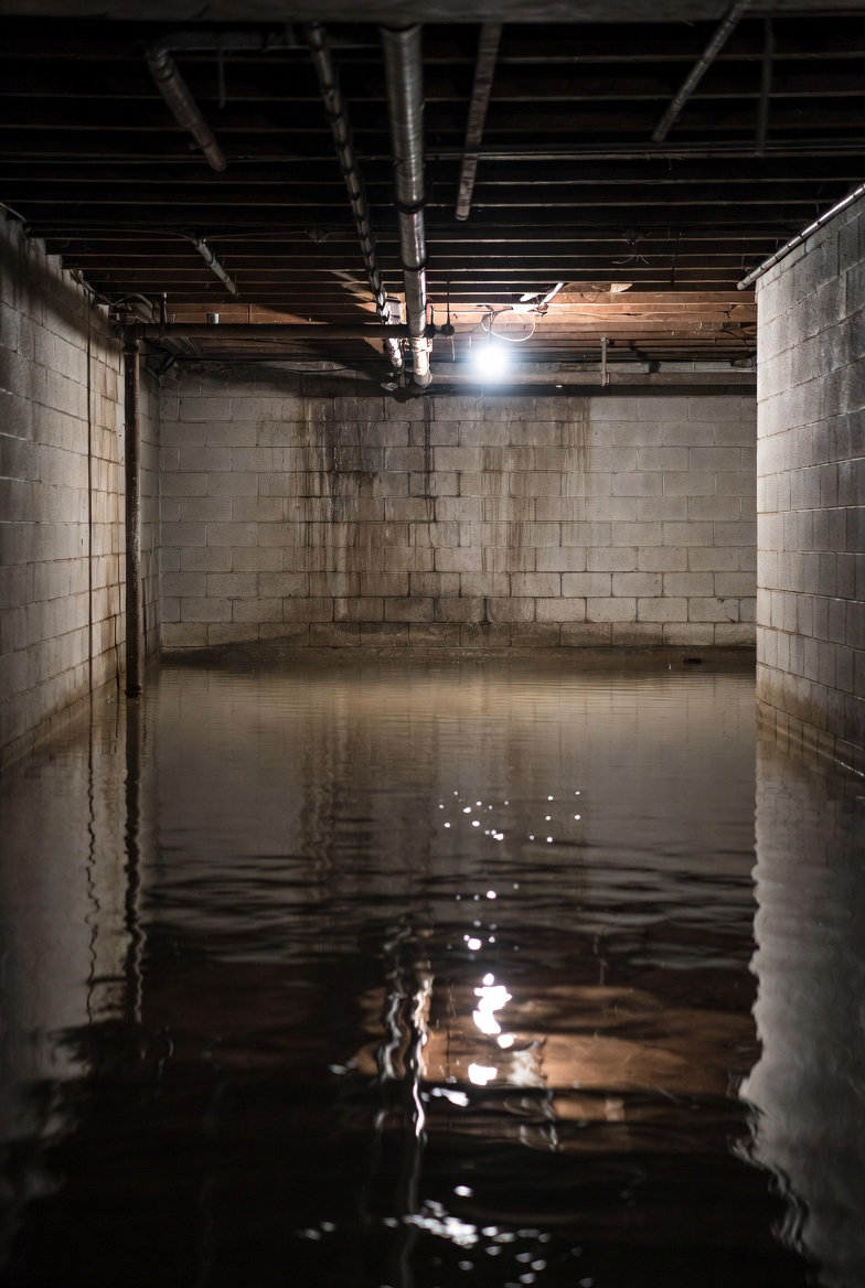 Basement floor drain with a small pool of standing water around the grate