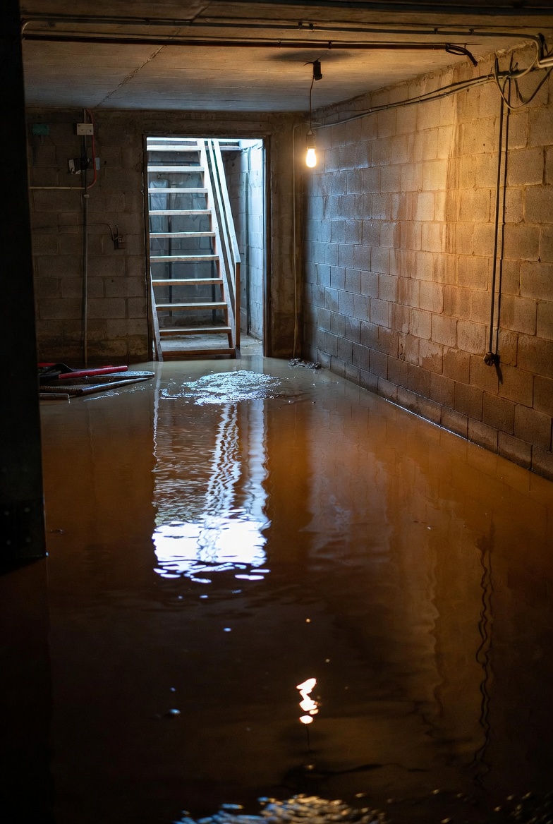 Plumbing: fixtures with backup occurring during heavy rain