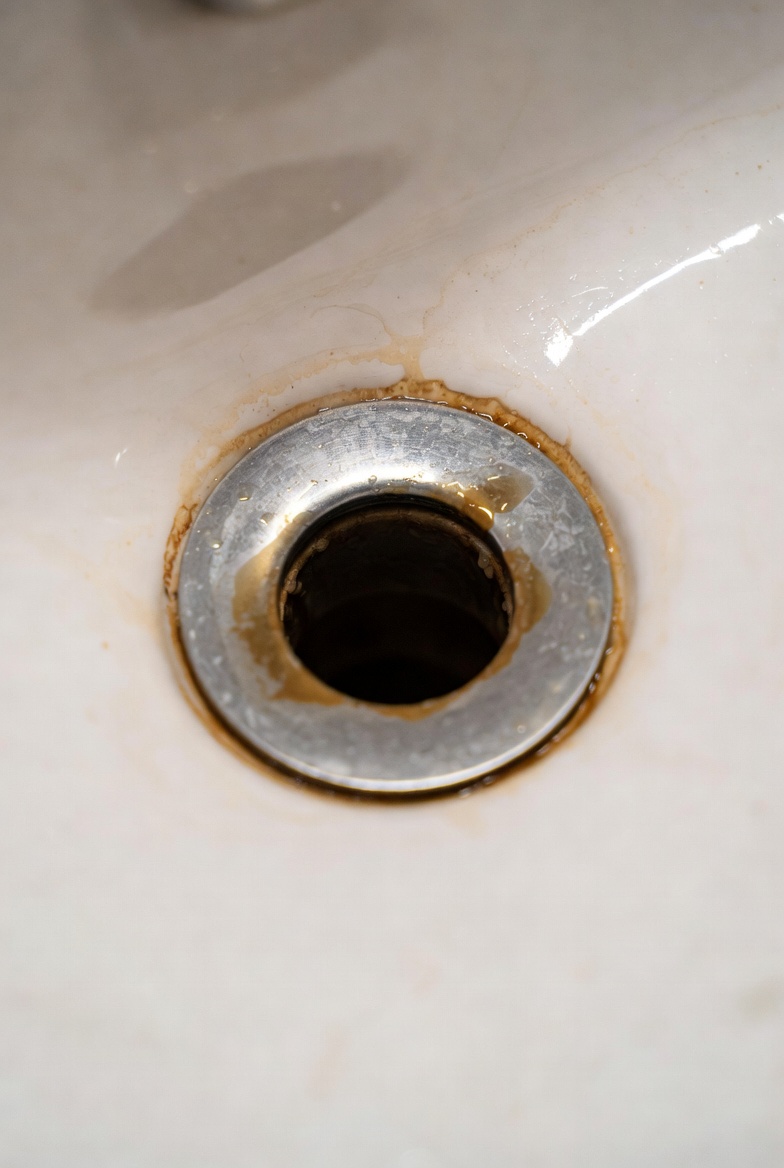 Plumber working under sink with new fittings visible