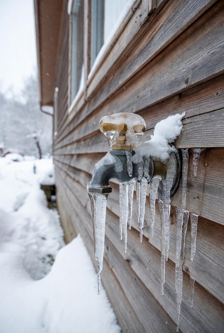 Outdoor spigot with flow on warm days but dry when cold
